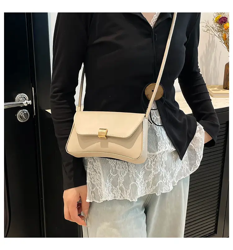 Women's Cream White Crossbody Bag with Gold Clasp — feature 18