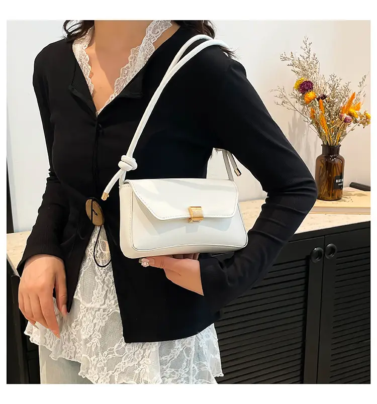 Women's Cream White Crossbody Bag with Gold Clasp — feature 20