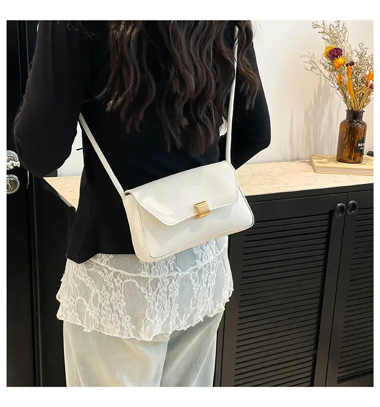 Women's Cream White Crossbody Bag with Gold Clasp — feature 22