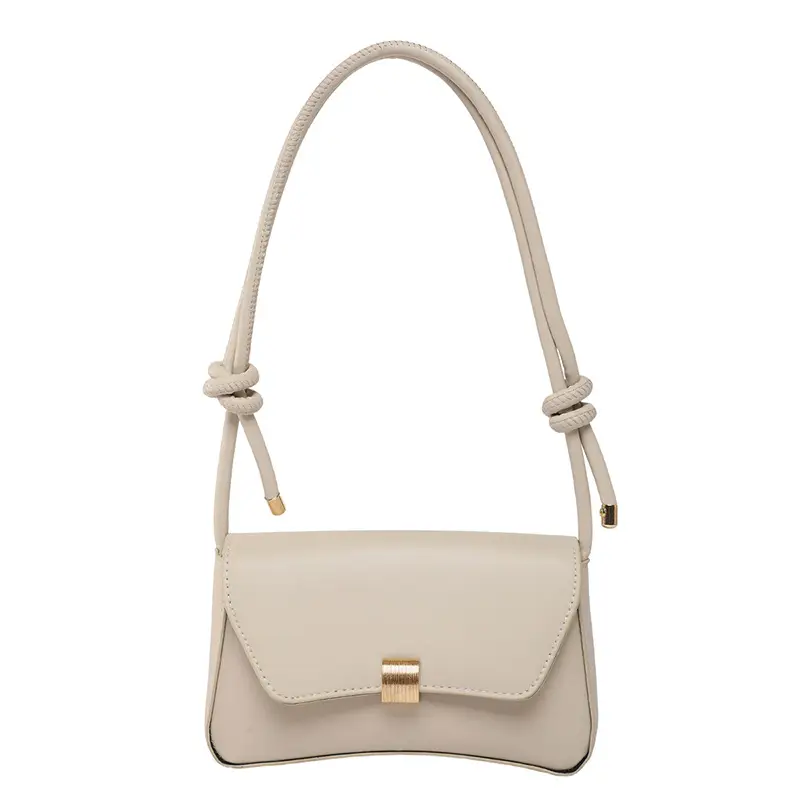 Women's Cream White Crossbody Bag with Gold Clasp - Image 3