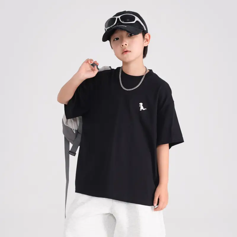 Boys White Cartoon Dinosaur Pure Cotton T-Shirt 2026 - Image 6