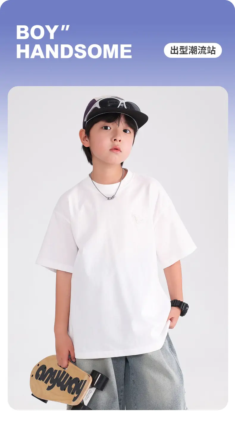 Boys White Cartoon Dinosaur Pure Cotton T-Shirt 2026 — feature 1