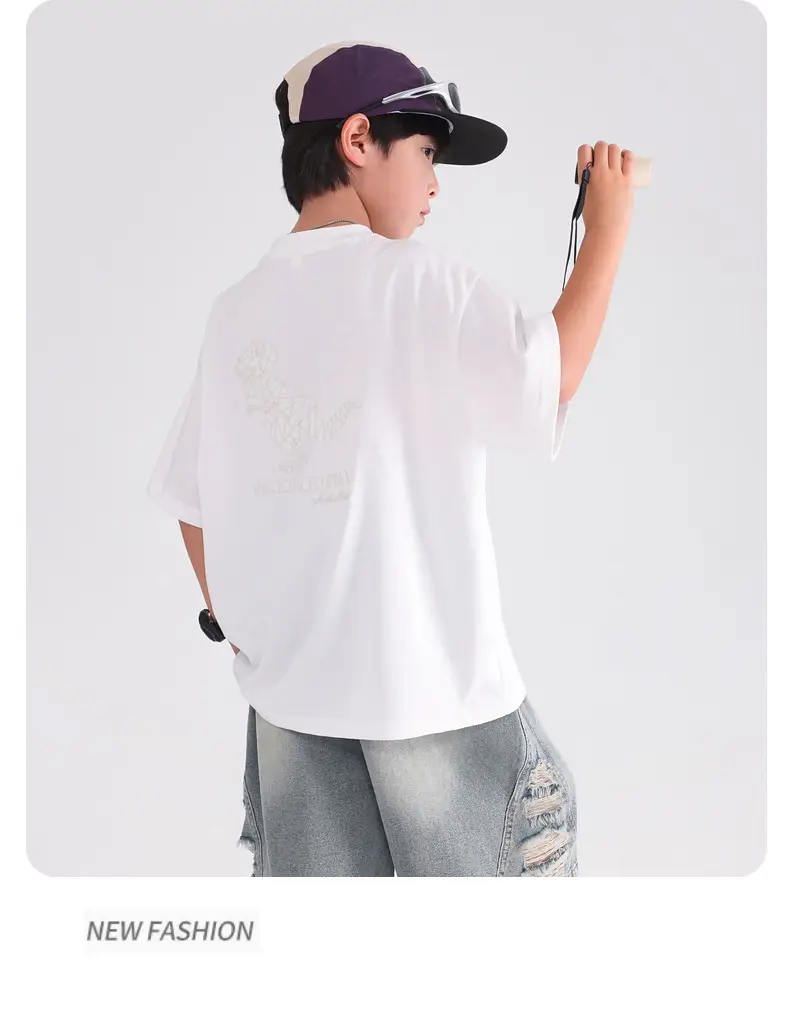 Boys White Cartoon Dinosaur Pure Cotton T-Shirt 2026 — feature 10