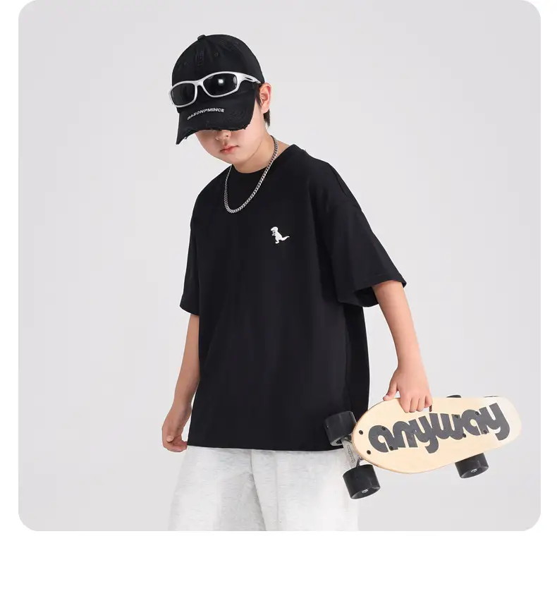 Boys White Cartoon Dinosaur Pure Cotton T-Shirt 2026 — feature 15