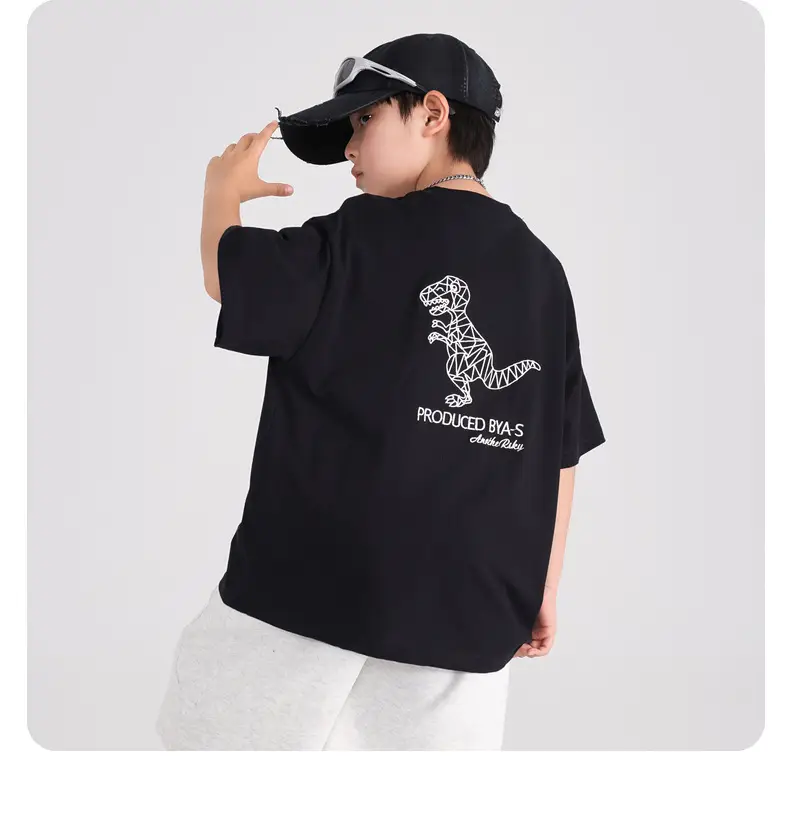 Boys White Cartoon Dinosaur Pure Cotton T-Shirt 2026 — feature 16