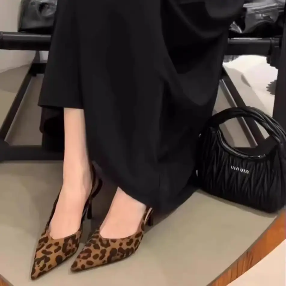 Women Pointed Toe High Heels Suede Black 2025 - Image 6