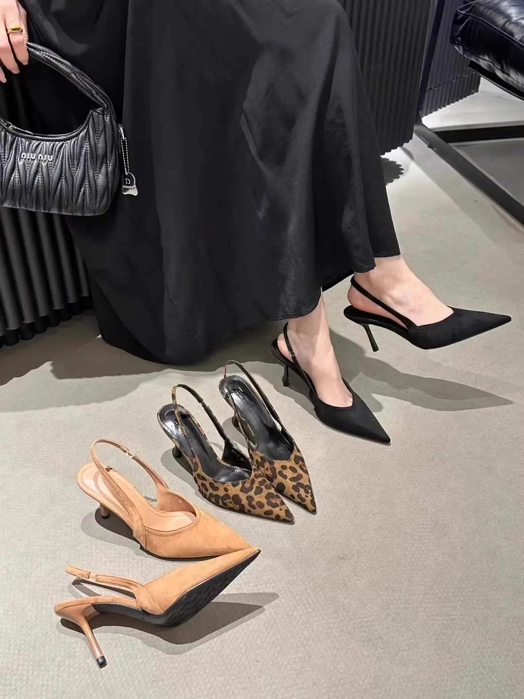 Women Pointed Toe High Heels Suede Black 2025 — feature 3