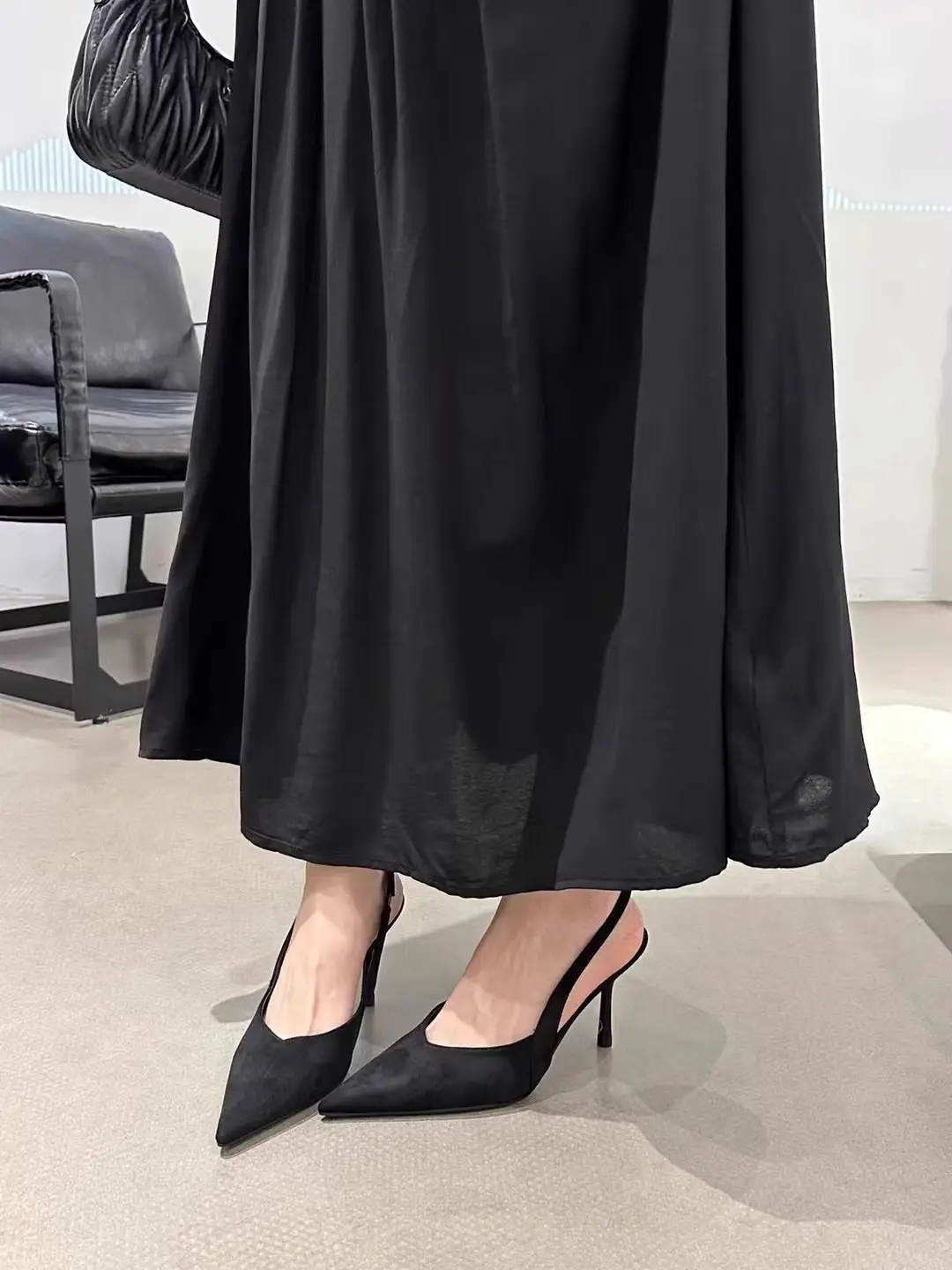 Women Pointed Toe High Heels Suede Black 2025 — feature 5