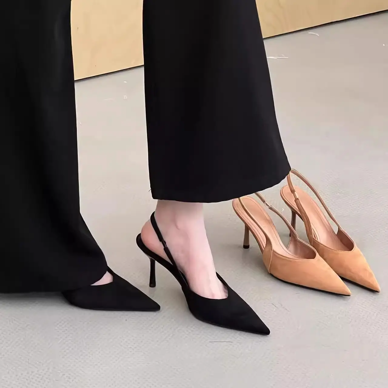 Women Pointed Toe High Heels Suede Black 2025 - Image 3
