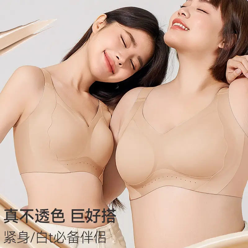 Seamless Bra for Women with Large Busts, Minimizing and Lifting Effect, Large Size, Gathering Bra - Red for the Year of Birth, Wireless