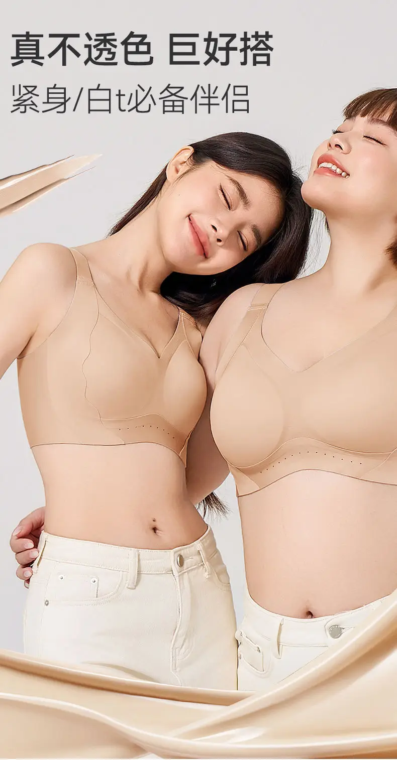 Seamless Bra for Women with Large Busts, Minimizing and Lifting Effect, Large Size, Gathering Bra - Red for the Year of Birth, Wireless — feature 8