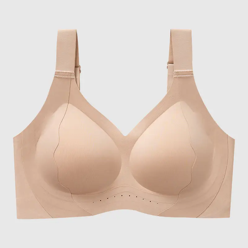 Seamless Bra for Women with Large Busts, Minimizing and Lifting Effect, Large Size, Gathering Bra - Red for the Year of Birth, Wireless