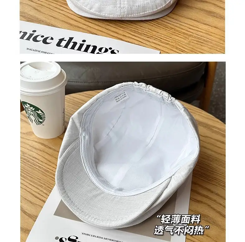 Summer Thin Breathable Sun Protection Beret Large Head Circumference Forward Cap Painter Hat — feature 10