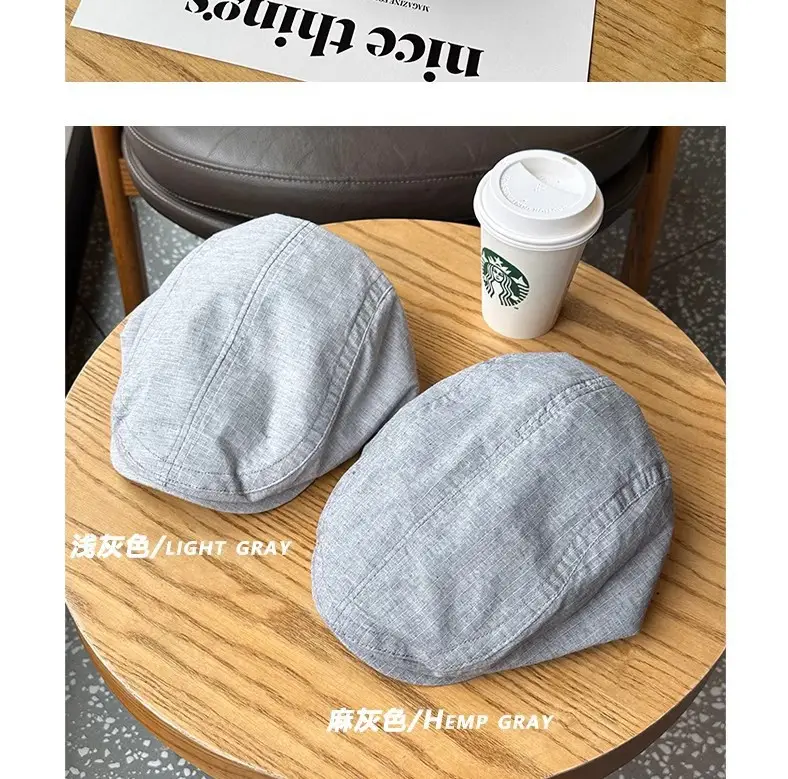 Summer Thin Breathable Sun Protection Beret Large Head Circumference Forward Cap Painter Hat — feature 11