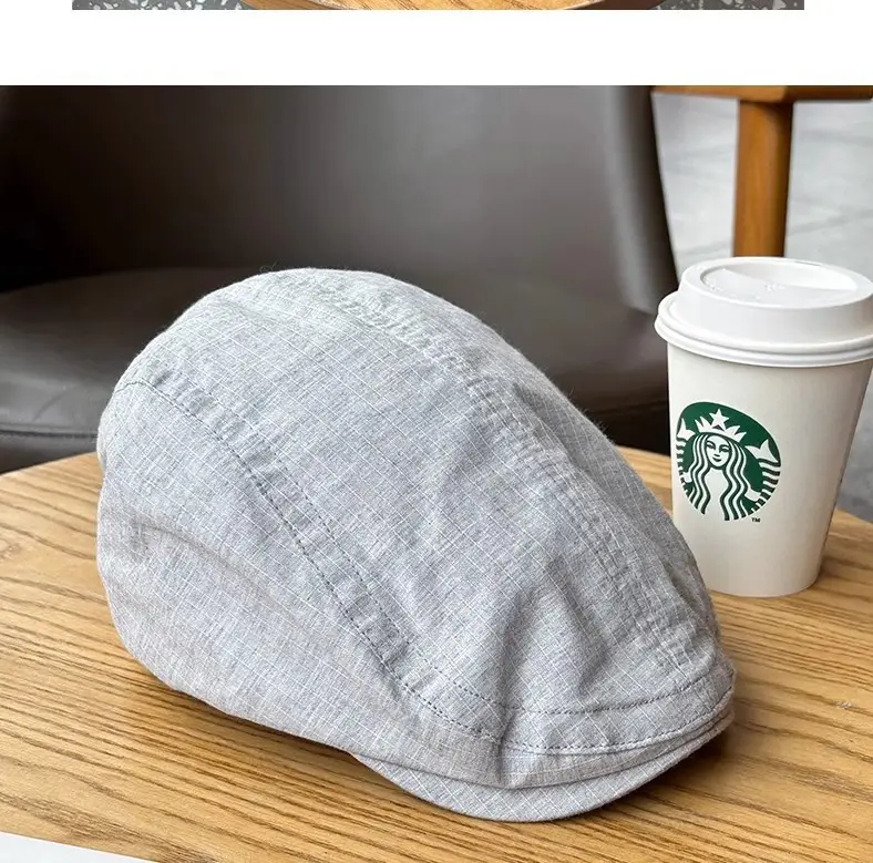 Summer Thin Breathable Sun Protection Beret Large Head Circumference Forward Cap Painter Hat — feature 12