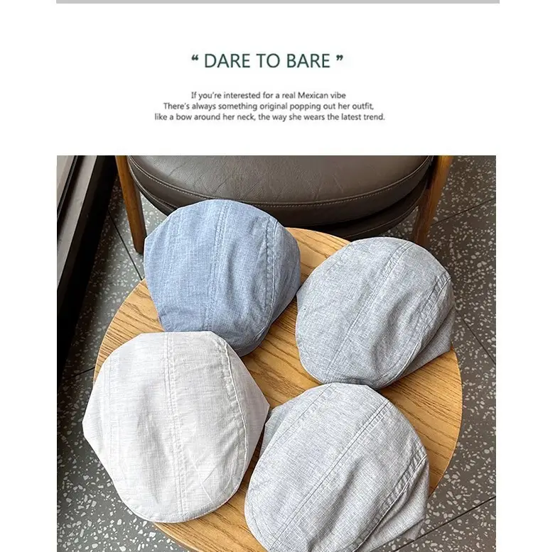 Summer Thin Breathable Sun Protection Beret Large Head Circumference Forward Cap Painter Hat — feature 6