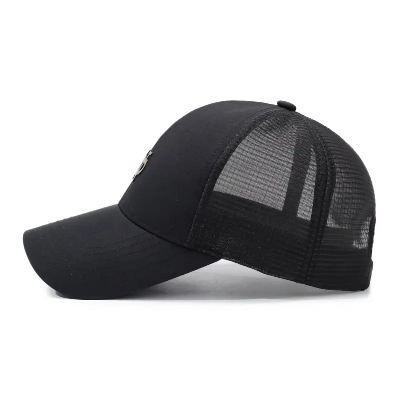 Men's Black Mesh Cap with Beaded Logo - Image 7