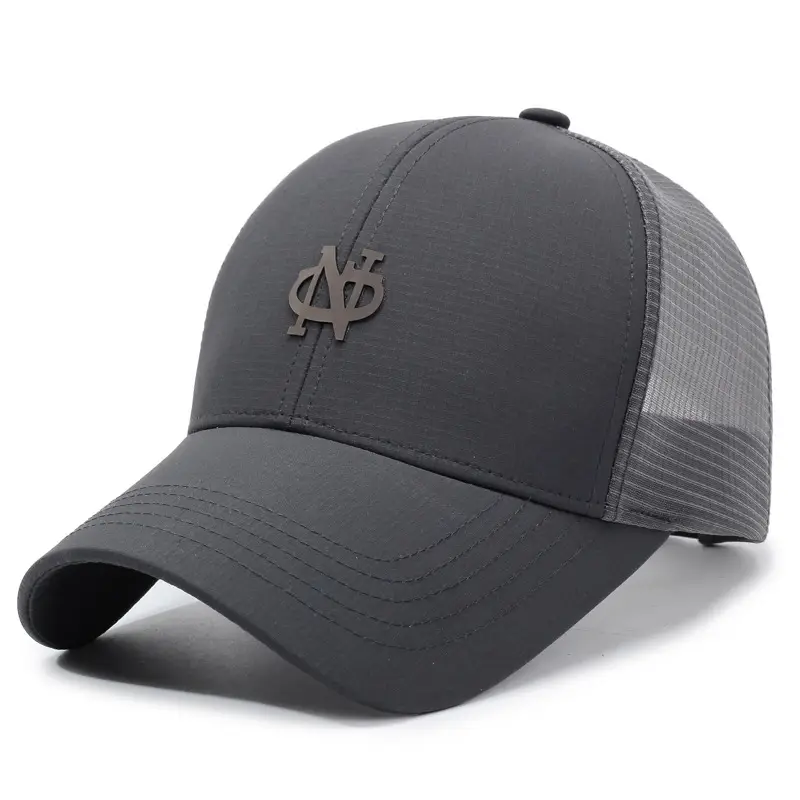 Men's Black Mesh Cap with Beaded Logo - Image 2