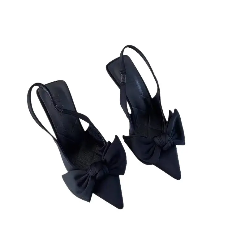 French Style Bow Sandals 2025 Summer Stiletto Pointed - Image 8