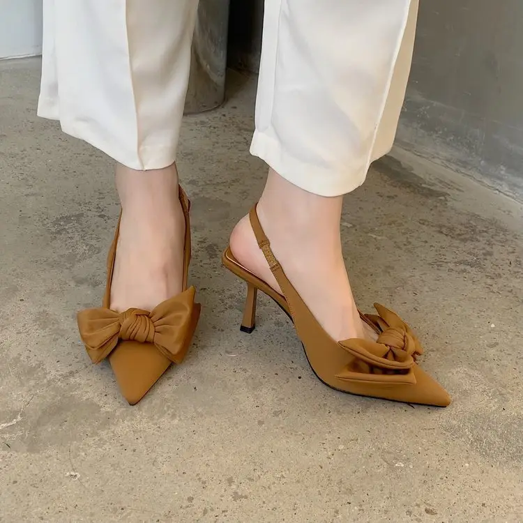 French Style Bow Sandals 2025 Summer Stiletto Pointed - Image 2