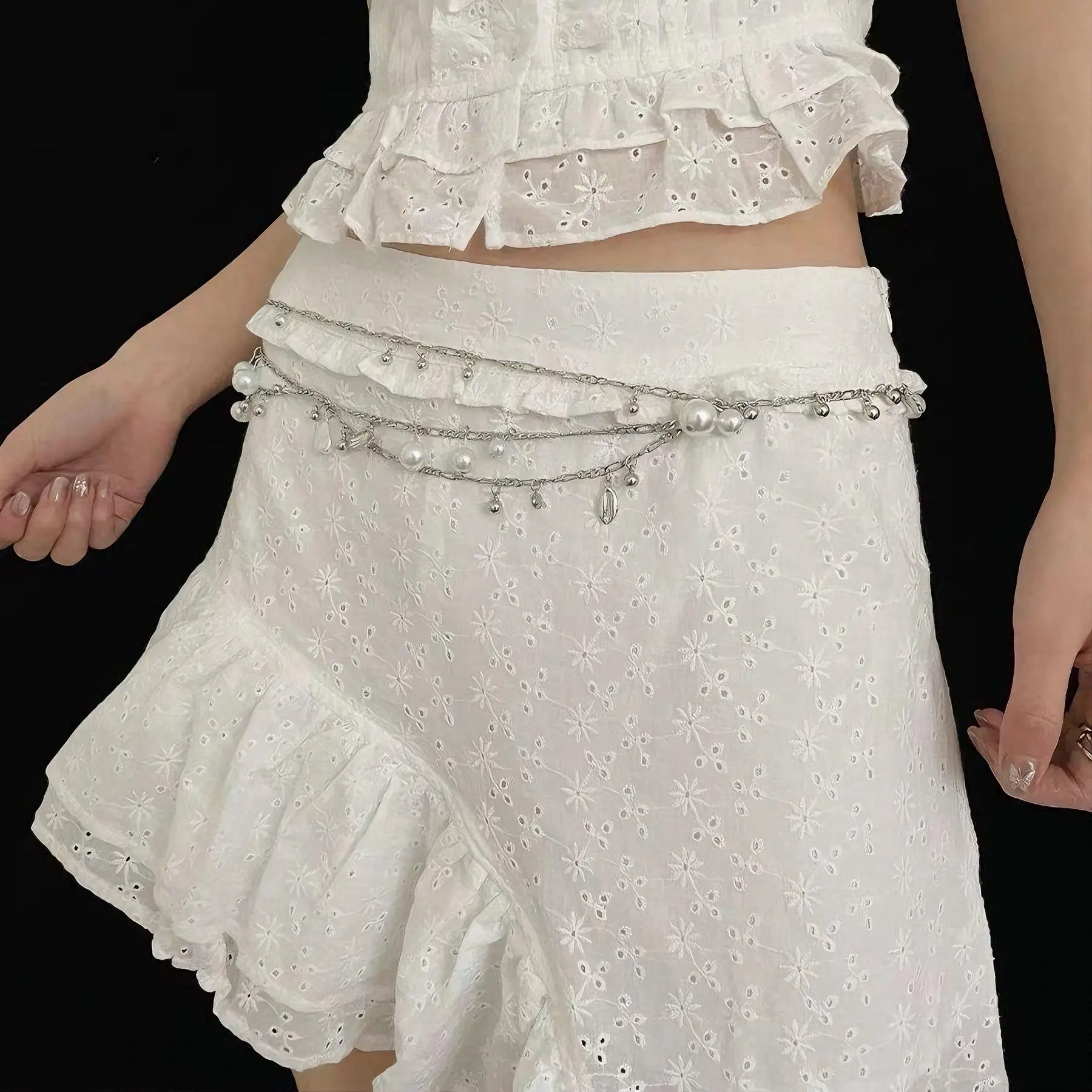 Elegant Pearl Shell Waist Chain Dress Belt — feature 7