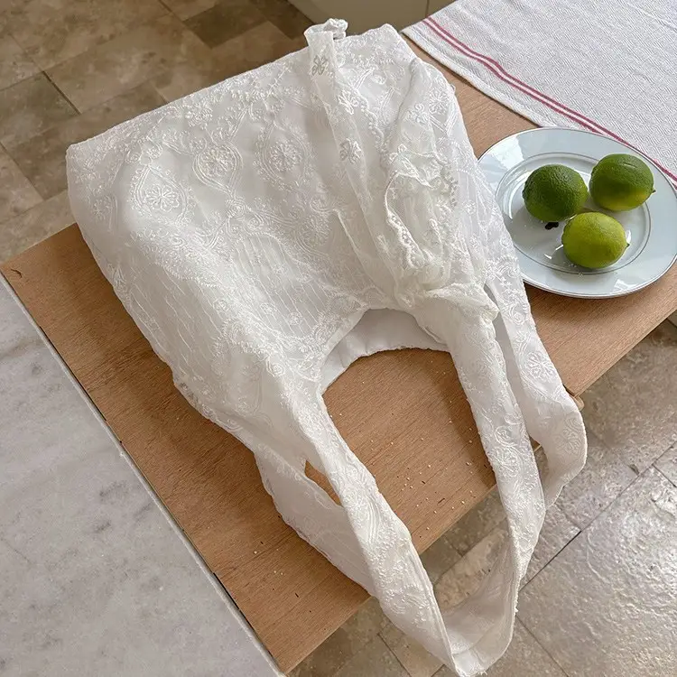White Lace Shoulder Tote Bag for Women - Image 4