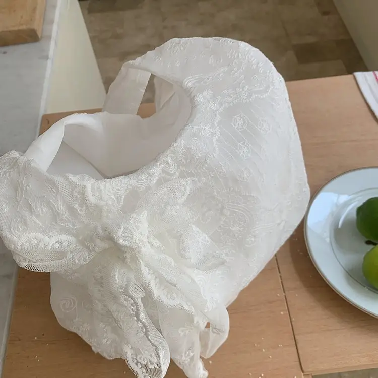 White Lace Shoulder Tote Bag for Women - Image 5