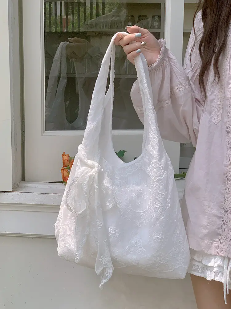 White Lace Shoulder Tote Bag for Women — feature 1