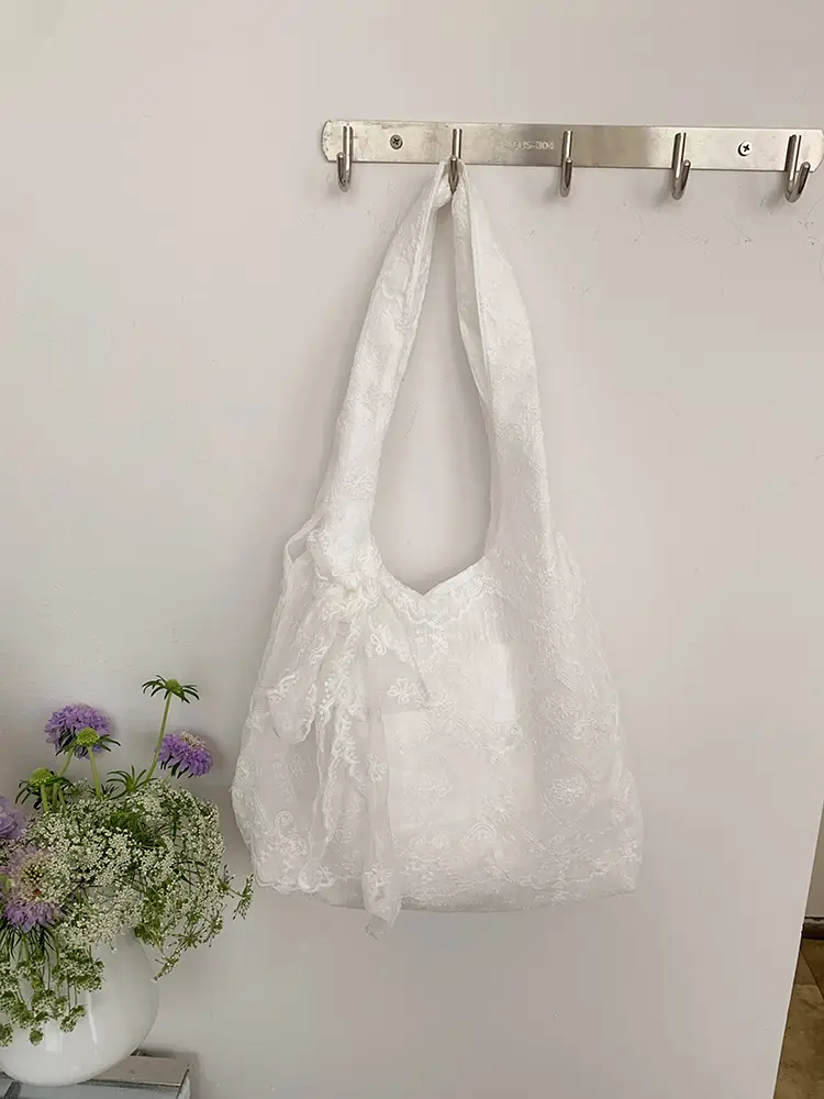 White Lace Shoulder Tote Bag for Women — feature 10