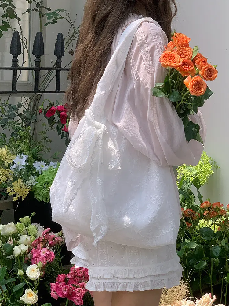 White Lace Shoulder Tote Bag for Women — feature 3