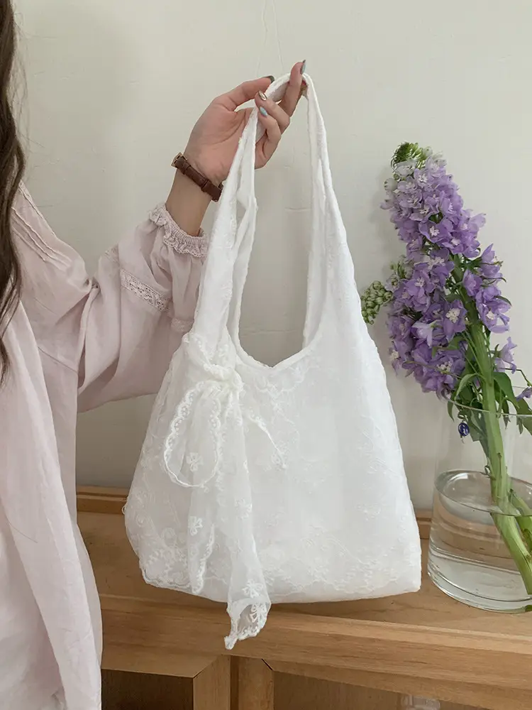 White Lace Shoulder Tote Bag for Women — feature 6