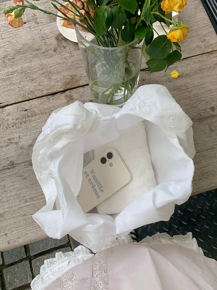 White Lace Shoulder Tote Bag for Women — feature 8