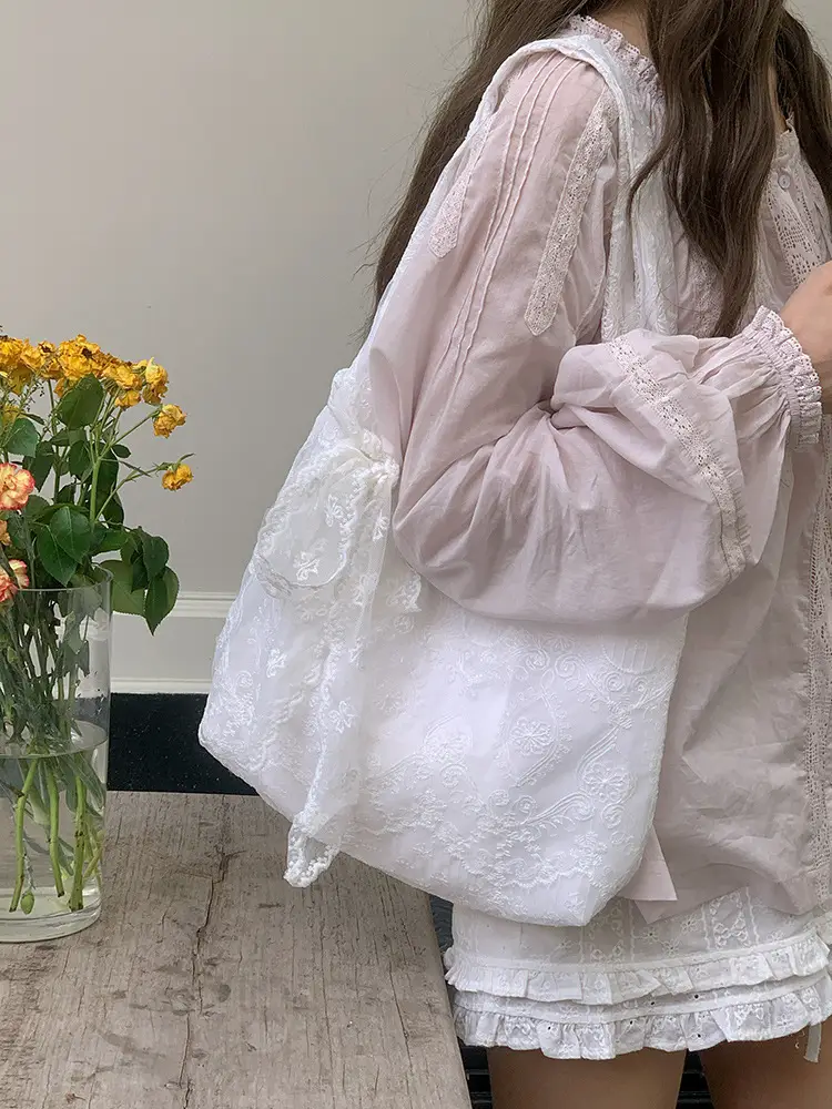 White Lace Shoulder Tote Bag for Women — feature 9