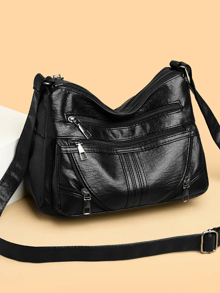 Black Leather Crossbody Bag for Women - Image 3