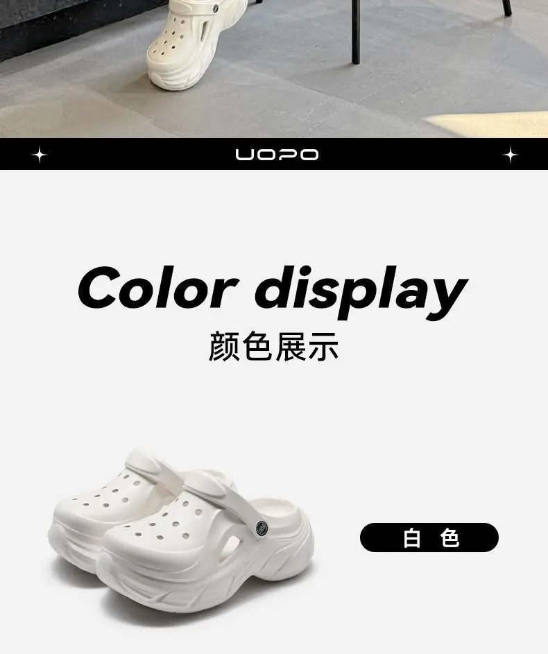 Hole Shoes Thick Sole Summer New EVA Hole Slippers Heightened Outer Wear Non-slip Deodorant Beach Hole Shoes Women — feature 18