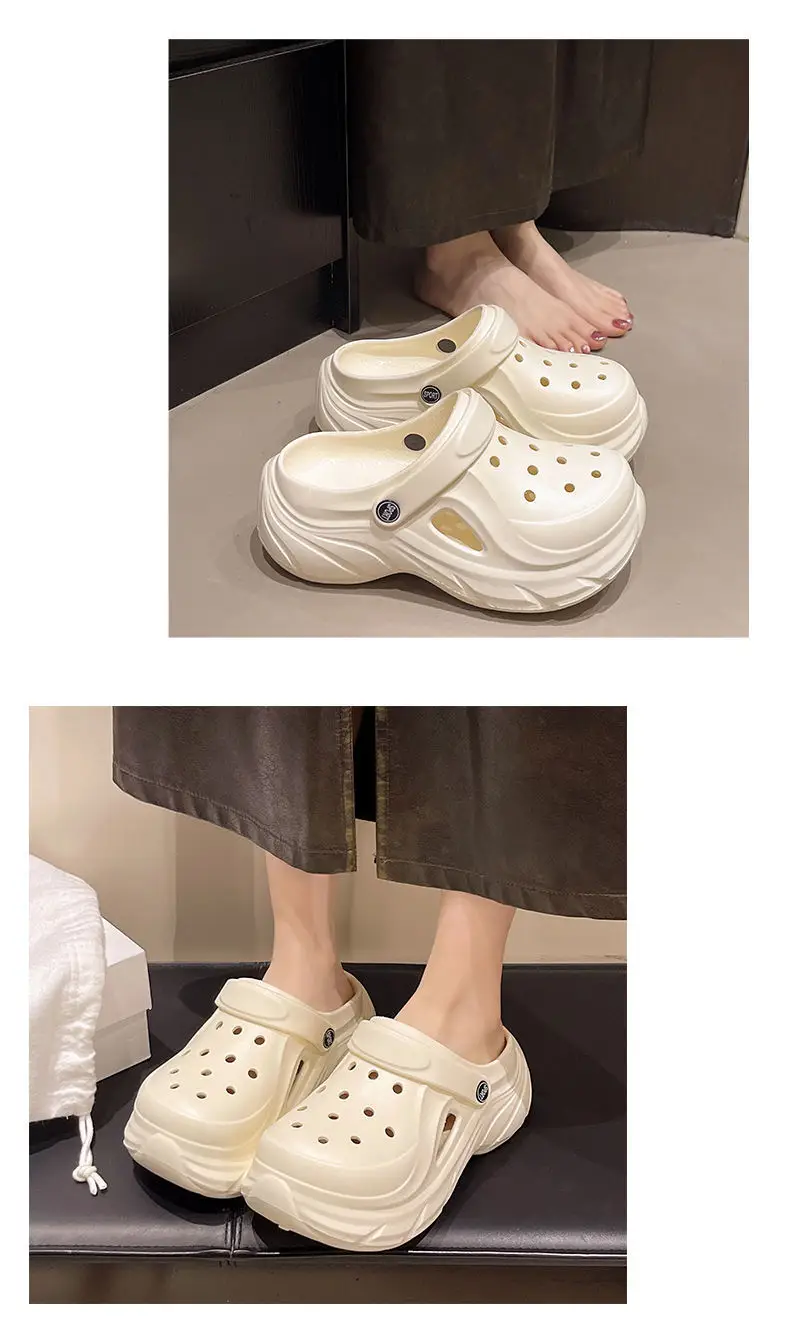 Hole Shoes Thick Sole Summer New EVA Hole Slippers Heightened Outer Wear Non-slip Deodorant Beach Hole Shoes Women — feature 8