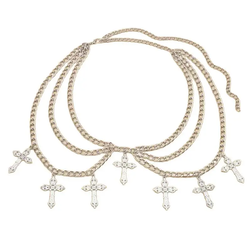 Multi Layer Cross Belt Chain Metal Punk Subculture Stacked Wear — feature 8