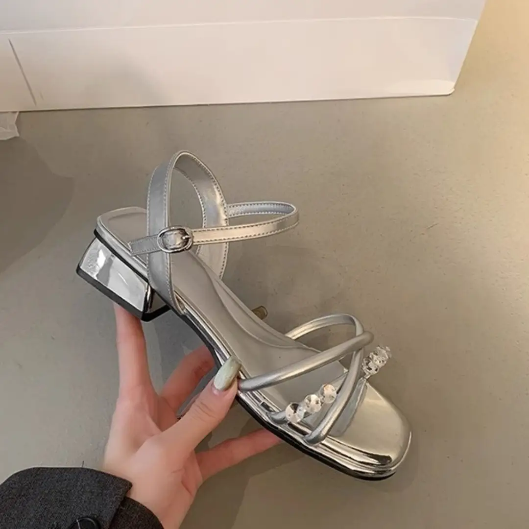 Women's Open Toe Rhinestone Sandals Spring Summer 2025 - Image 5