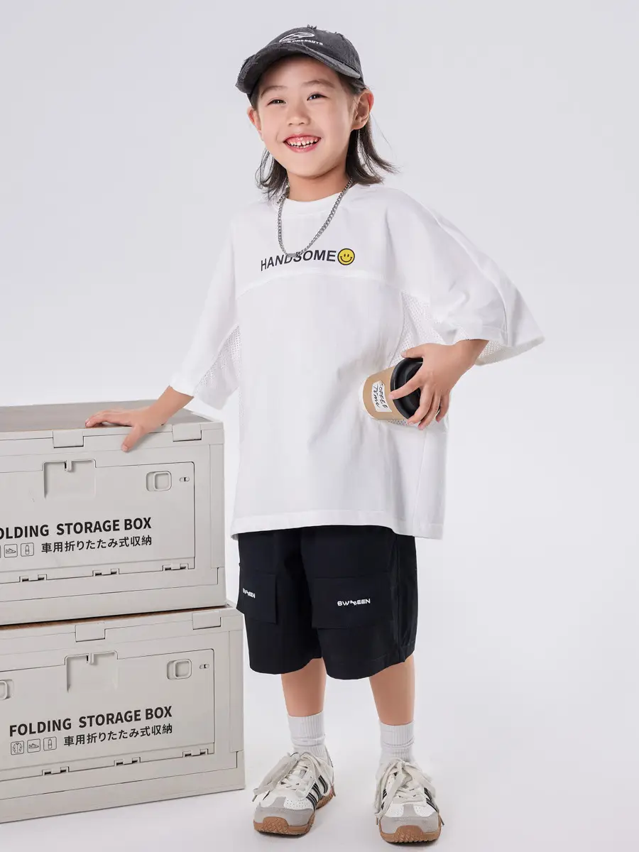 Children's White Mesh T-Shirt 2025 Summer Boys Half Sleeve Breathable - Image 5