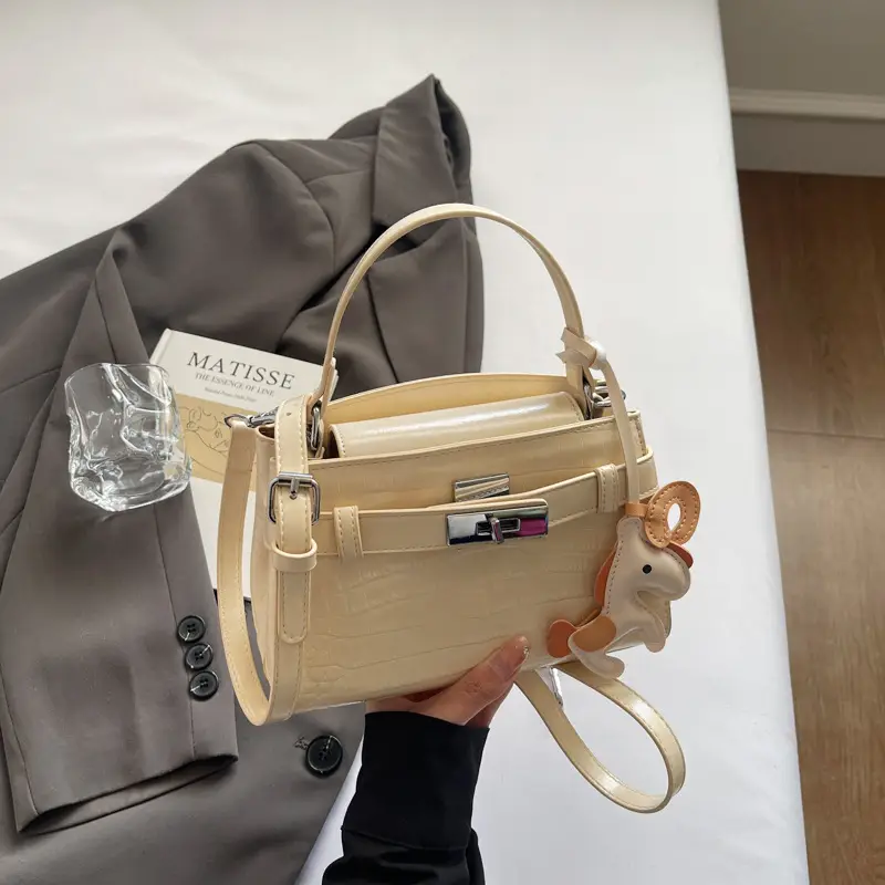 Women's Square Handbag with Pearl Decor 2025 - Image 2