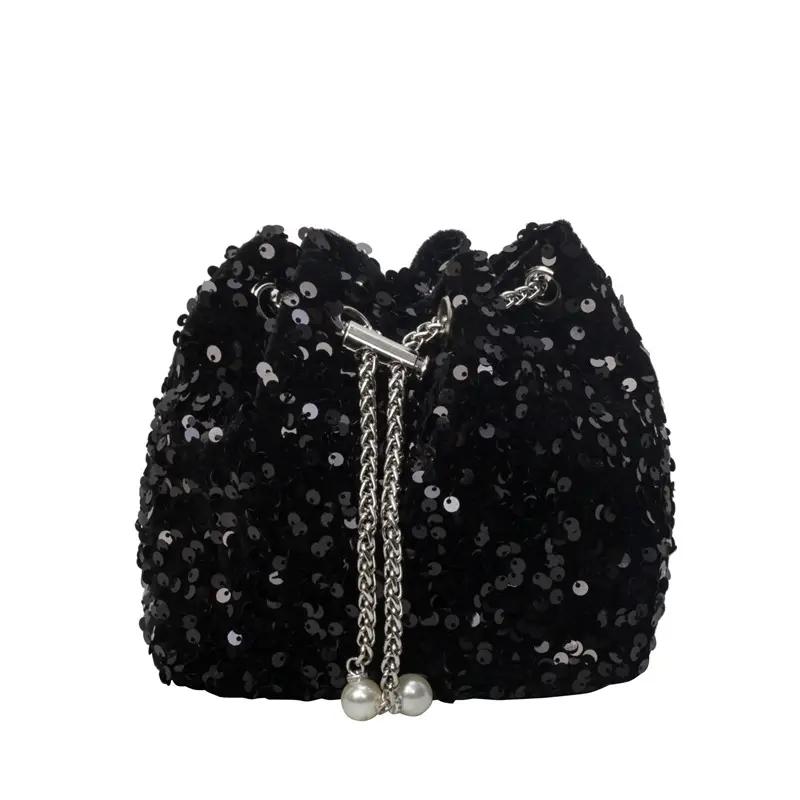 Pink Sequin Bucket Bag for Women High-End Chain Shoulder - Image 9