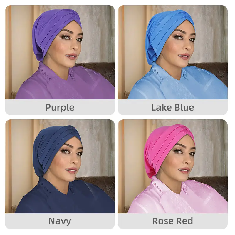 Blue Elastic Three-Cross Muslim Headscarf — feature 7