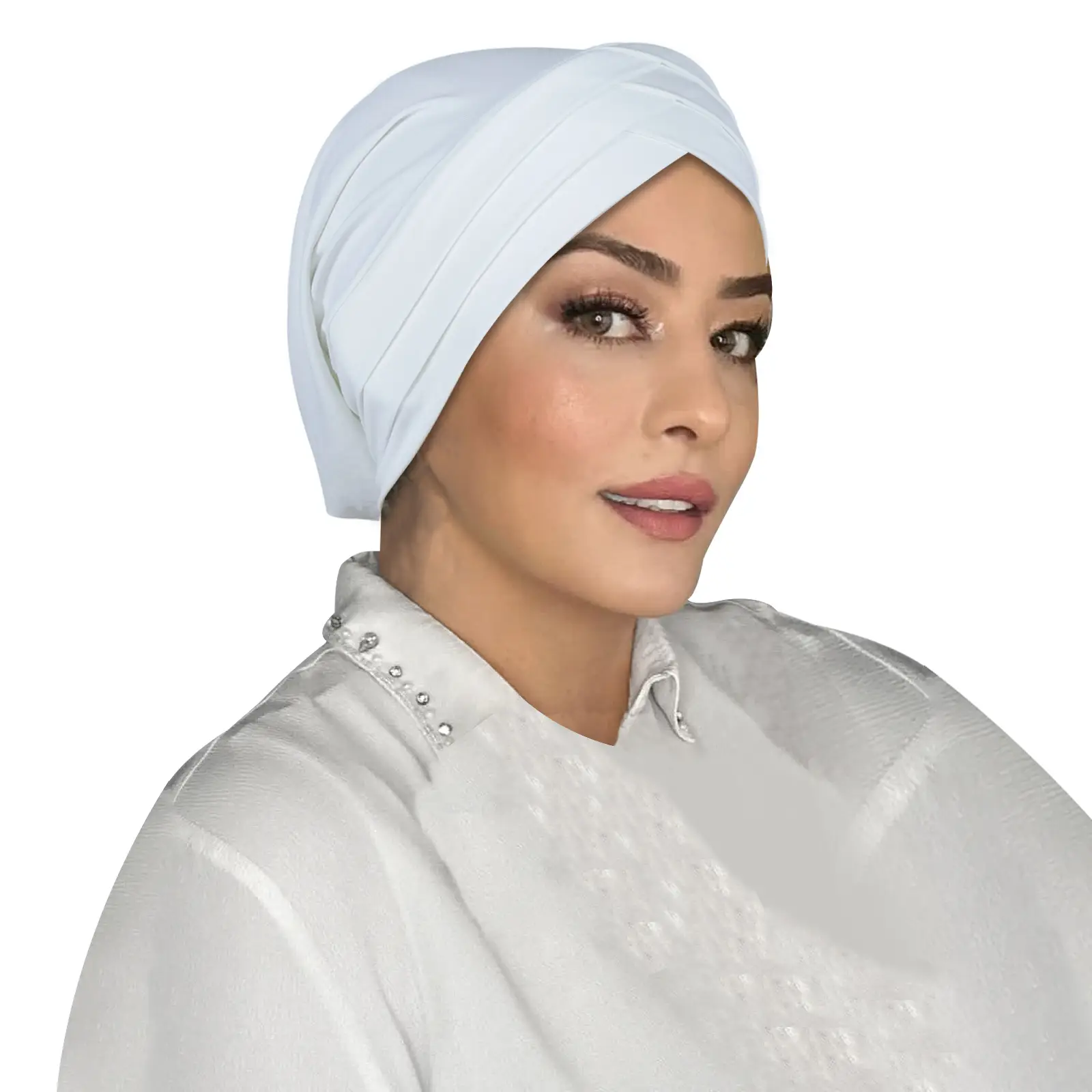 Blue Elastic Three-Cross Muslim Headscarf - Image 3