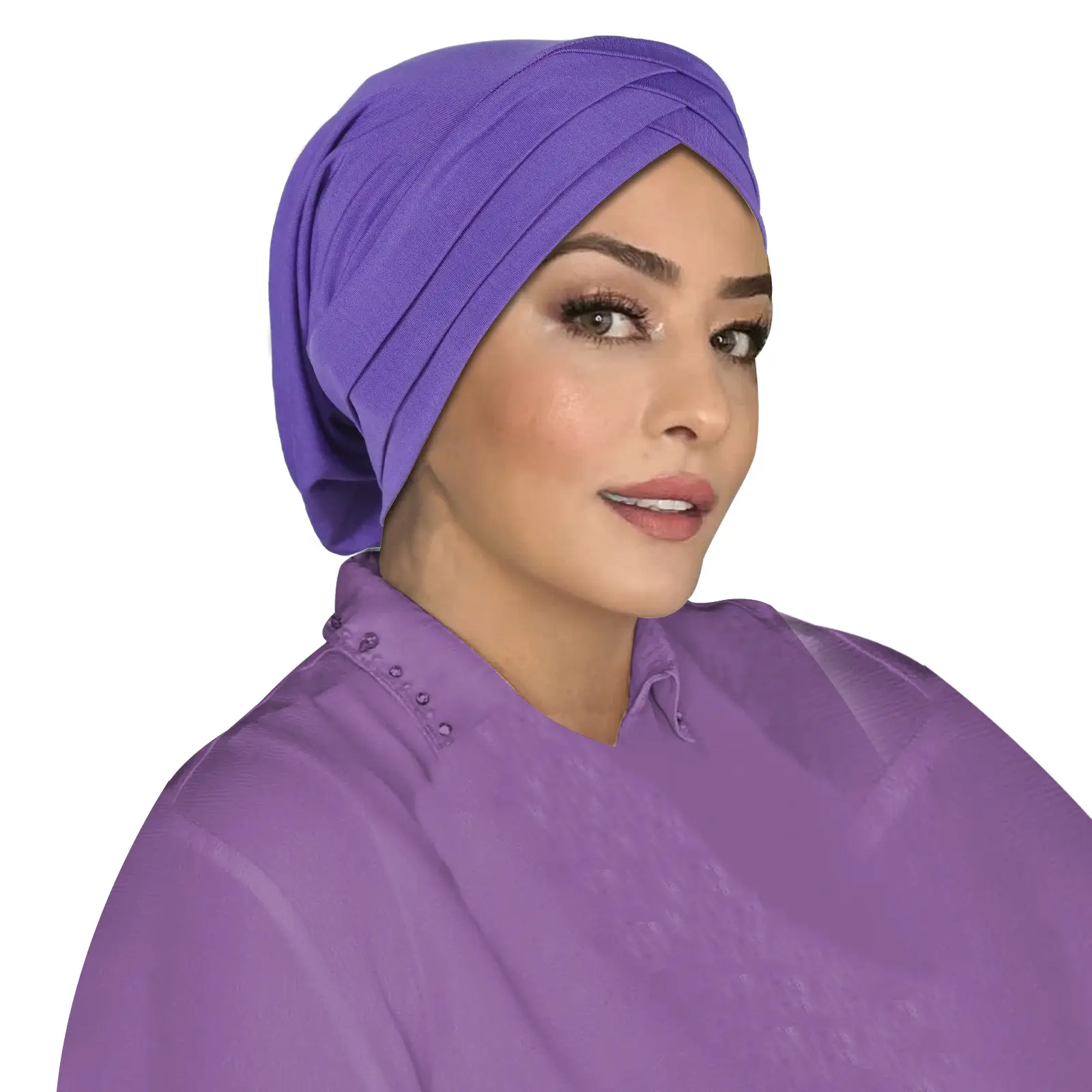 Blue Elastic Three-Cross Muslim Headscarf - Image 4