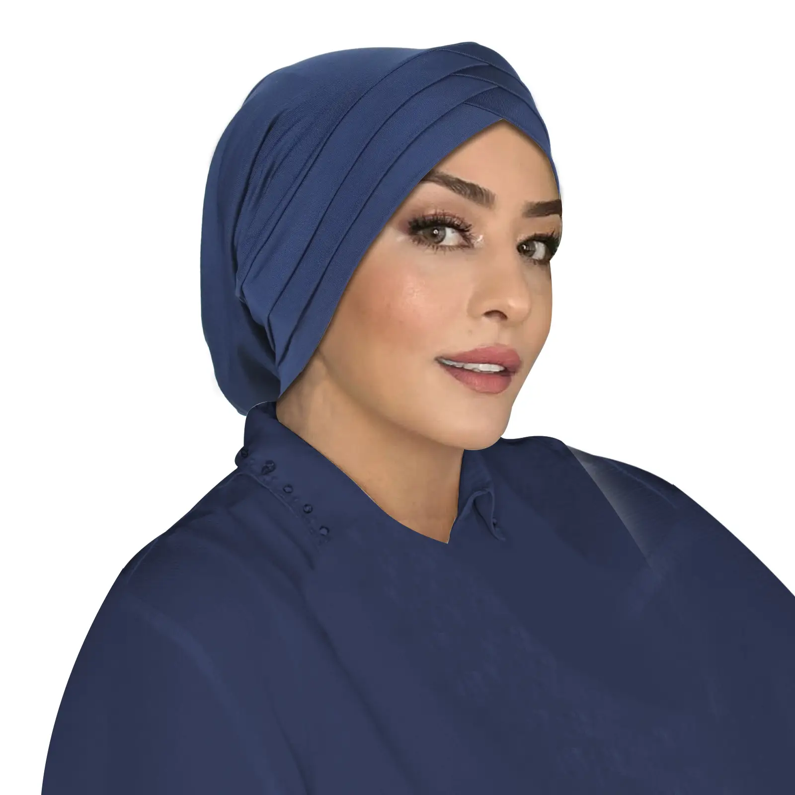 Blue Elastic Three-Cross Muslim Headscarf - Image 6