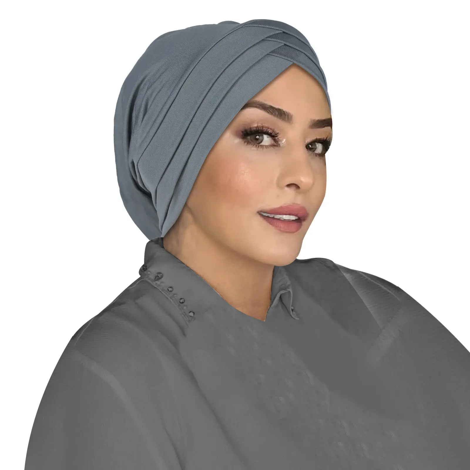 Blue Elastic Three-Cross Muslim Headscarf - Image 8