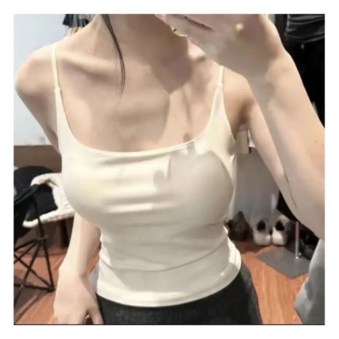 Summer New Product: Beautiful Backless Camisole with Chest Pads, Adjustable Thin Straps, Solid Color, Slim Fit, Flattering for Women