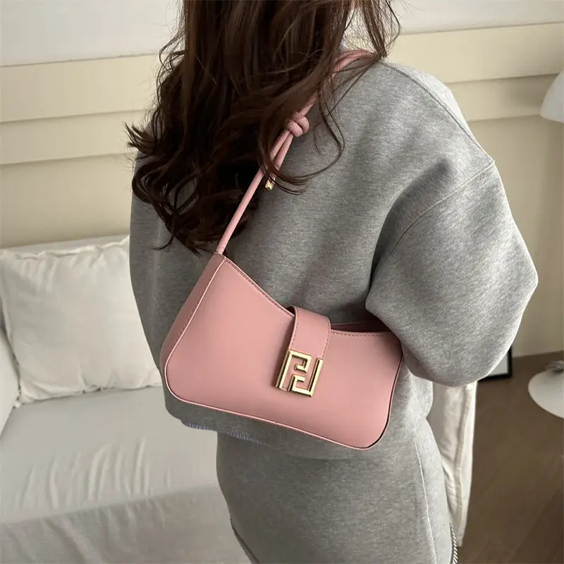 Korean Style Brown Shoulder Bag with Gold Logo - Image 7