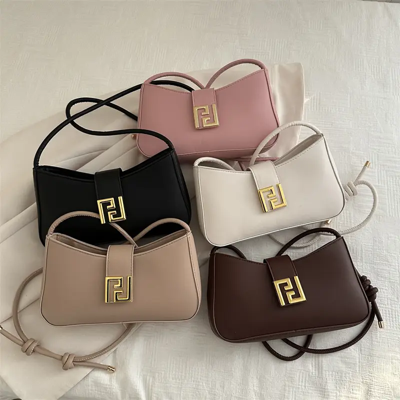 Korean Style Brown Shoulder Bag with Gold Logo - Image 9