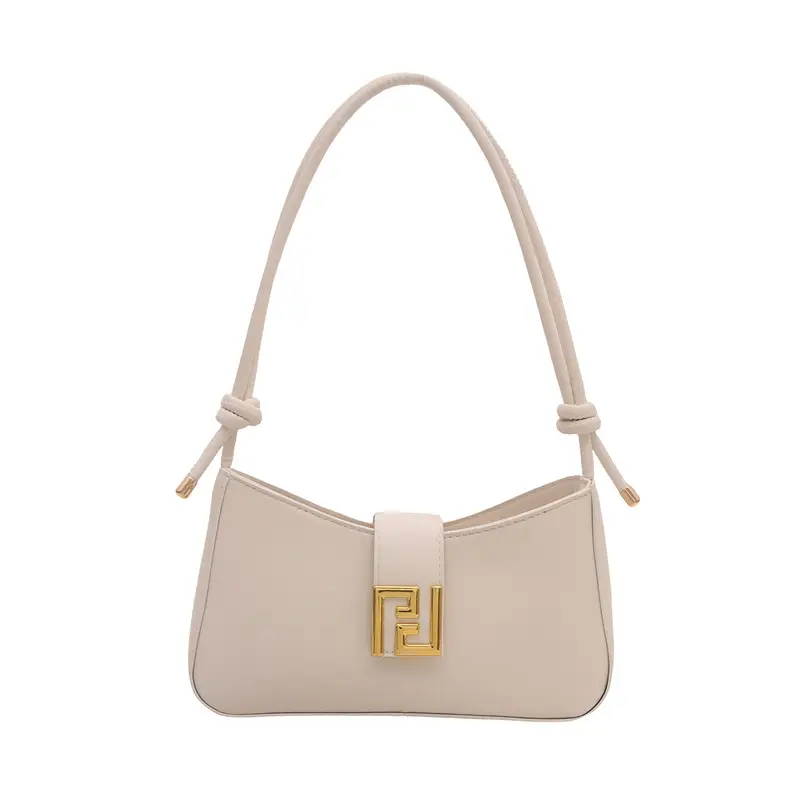Korean Style Brown Shoulder Bag with Gold Logo - Image 10